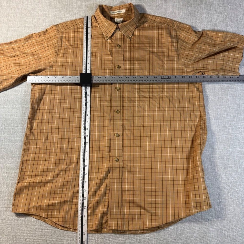 LL Bean Shirt Wrinkle Resistant Plaid Short Sleeve Large‎ Brown - Picture 5 of 6